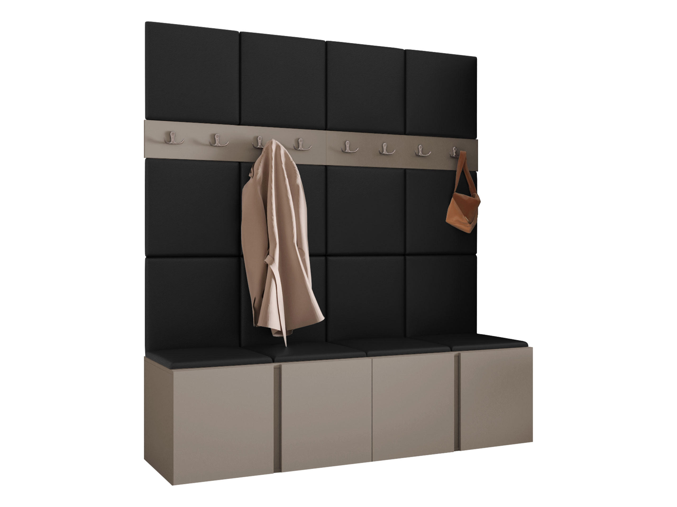 Mirjan24 Garderoben-Set Kaschmir, Schwarz 168x186x46 cm