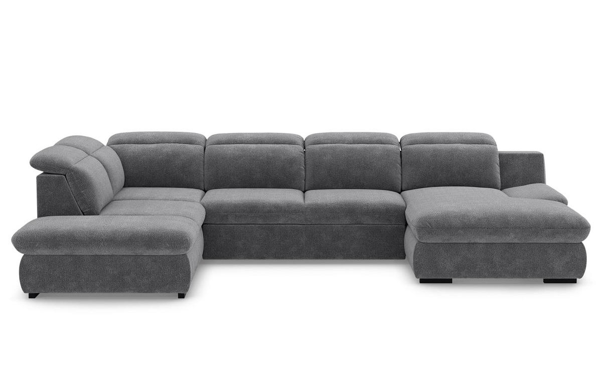WOHNLANDSCHAFT mit Schlaffunktion und Bettkasten, verstellbare Kopflehnen - Dunkelgrau/Schwarz, Kunststoff/Textil (341/80/218cm) - Cotta