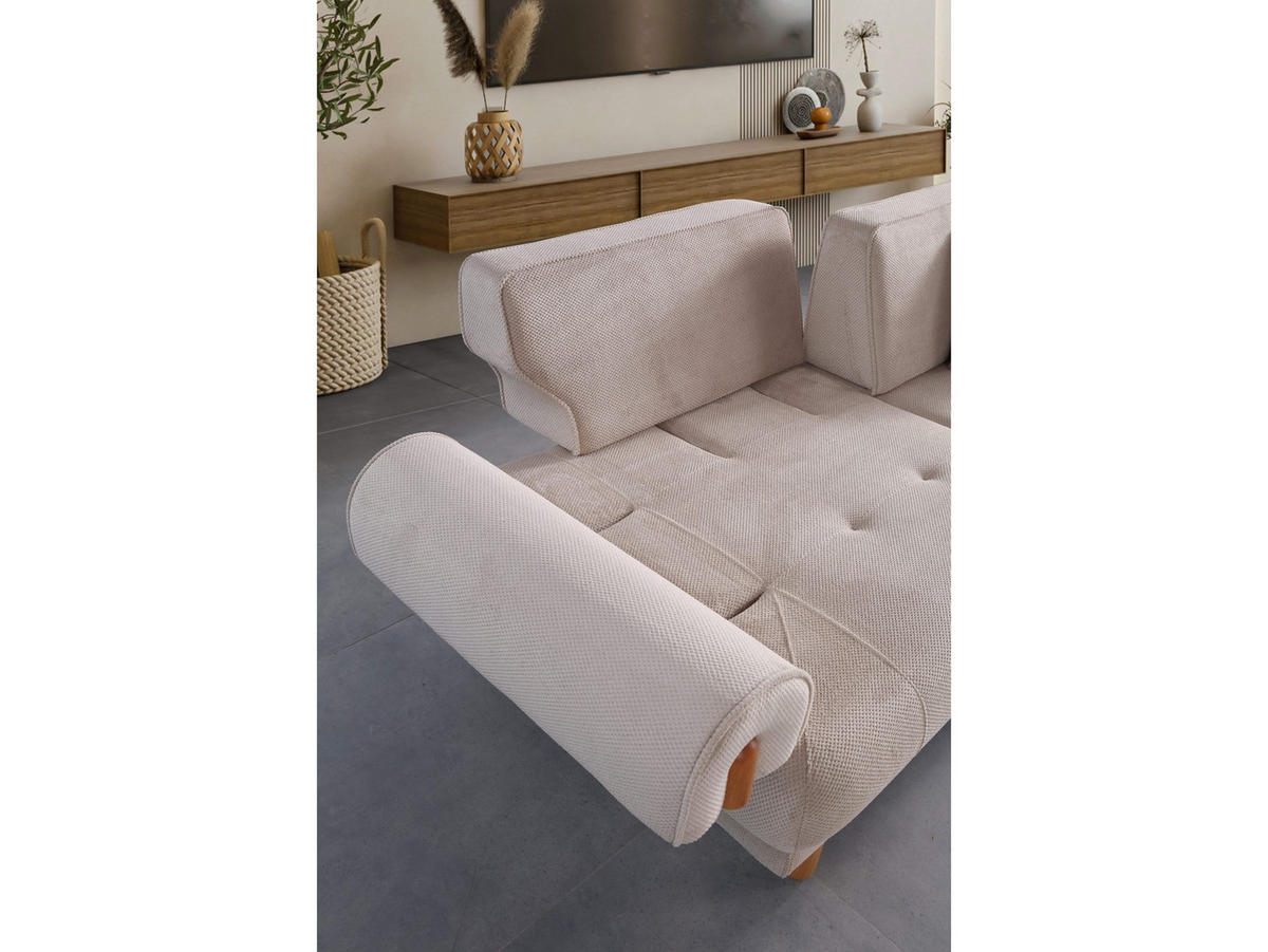 SOFA Selva 2-Sitzer Beige - Beige, Holz/Textil (195/85/85cm)