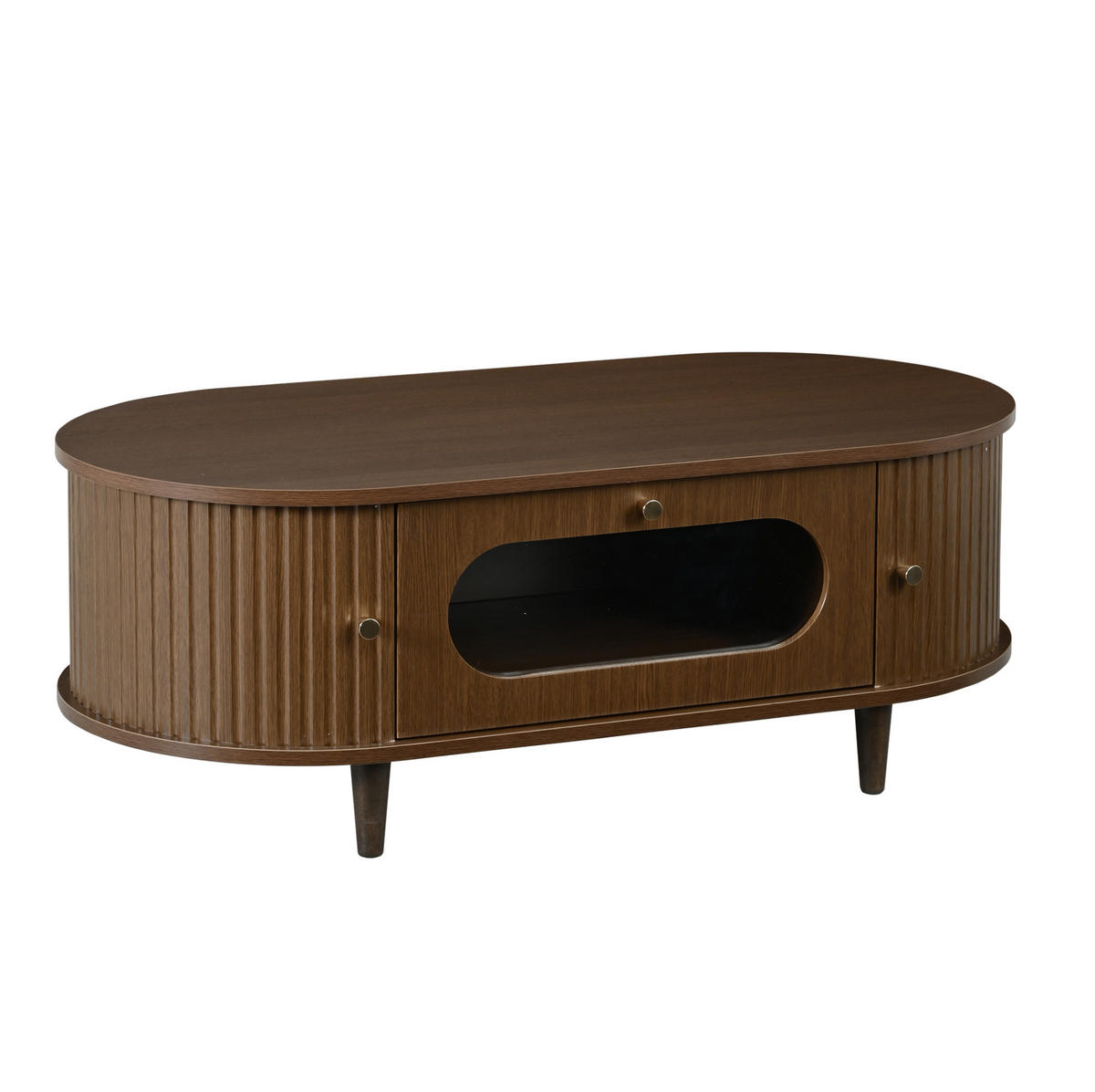 COUCHTISCH 100/50/36 cm in Walnuss aus MDF mit Schublade und Rollladen - Nussbaumfarben, Holzwerkstoff (100/50/36cm) - OKMYHOME