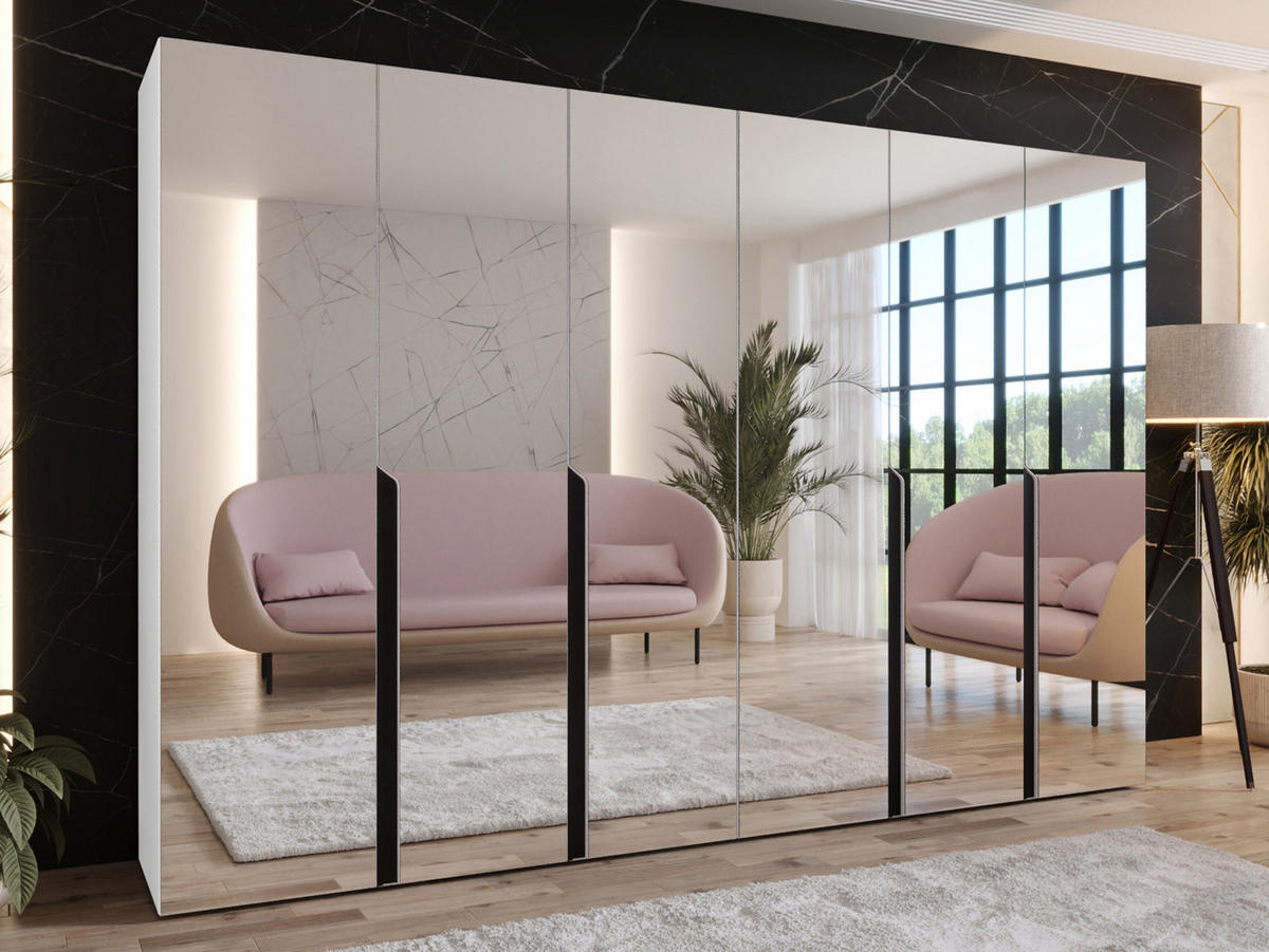 DREHTÜRENSCHRANK Mila III 300 - Schwarz/Weiß, Holzwerkstoff/Kunststoff (300/202/52cm) - MIRJAN24