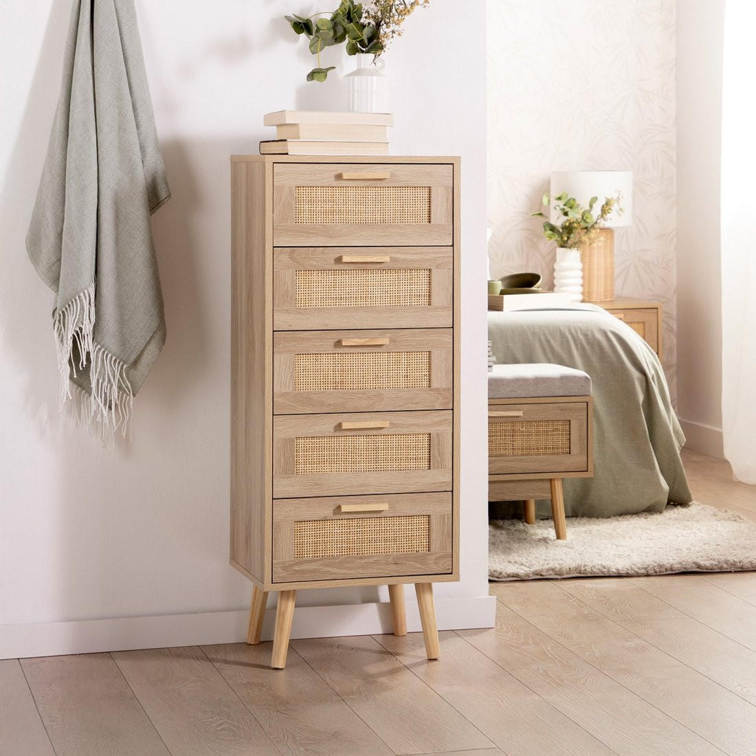 KOMMODE SCHMAL Tahiti Natürlich 42 cm x 107 cm - Naturfarben, Naturmaterialien (42/107/37cm)