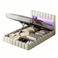 POLSTERBETT 140/200 cm mit LED und Ladefunktion Beige - Beige, Holz/Metall (140/200cm) - PARAFTA HOME