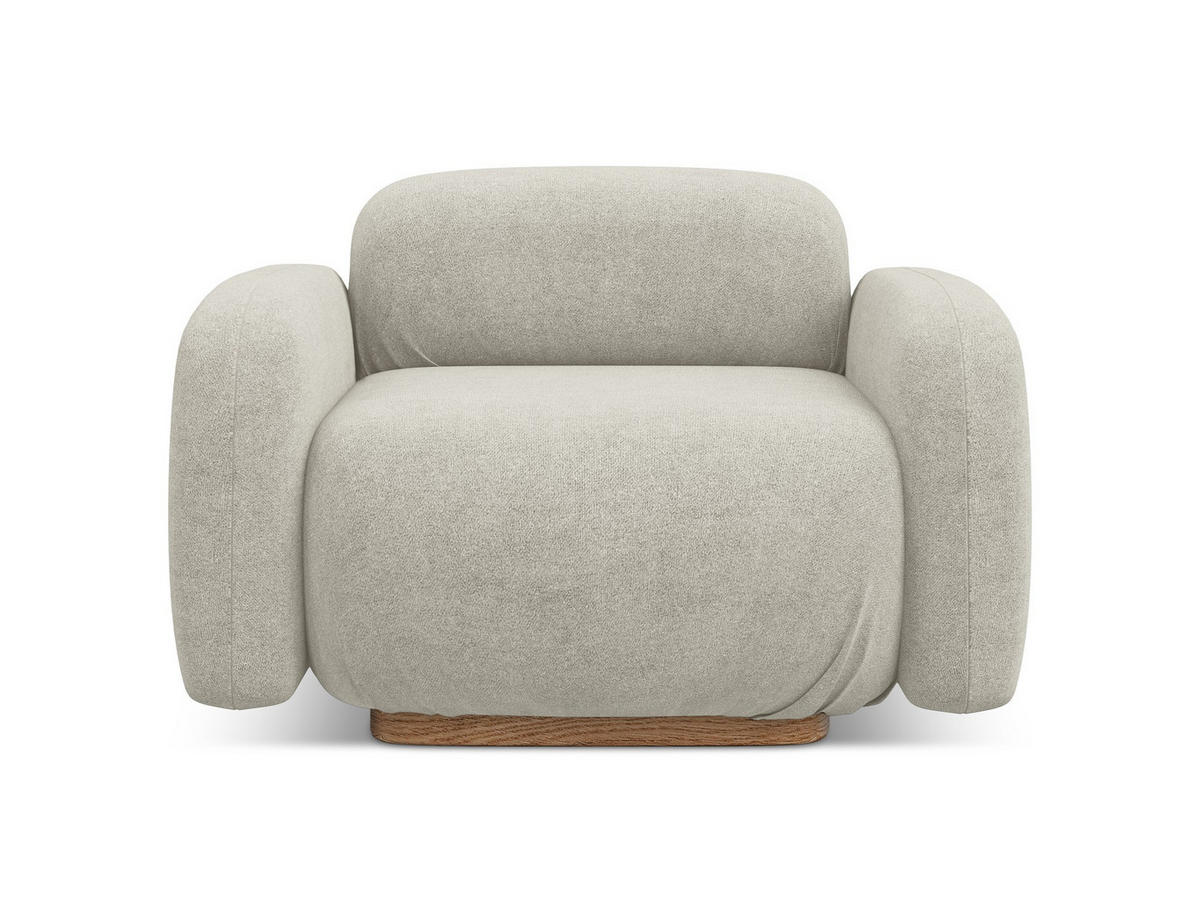 SESSEL Bouclé Stoff Beige - Beige/Hellgrau, Holz/Textil (110/73/95cm) - Makamii