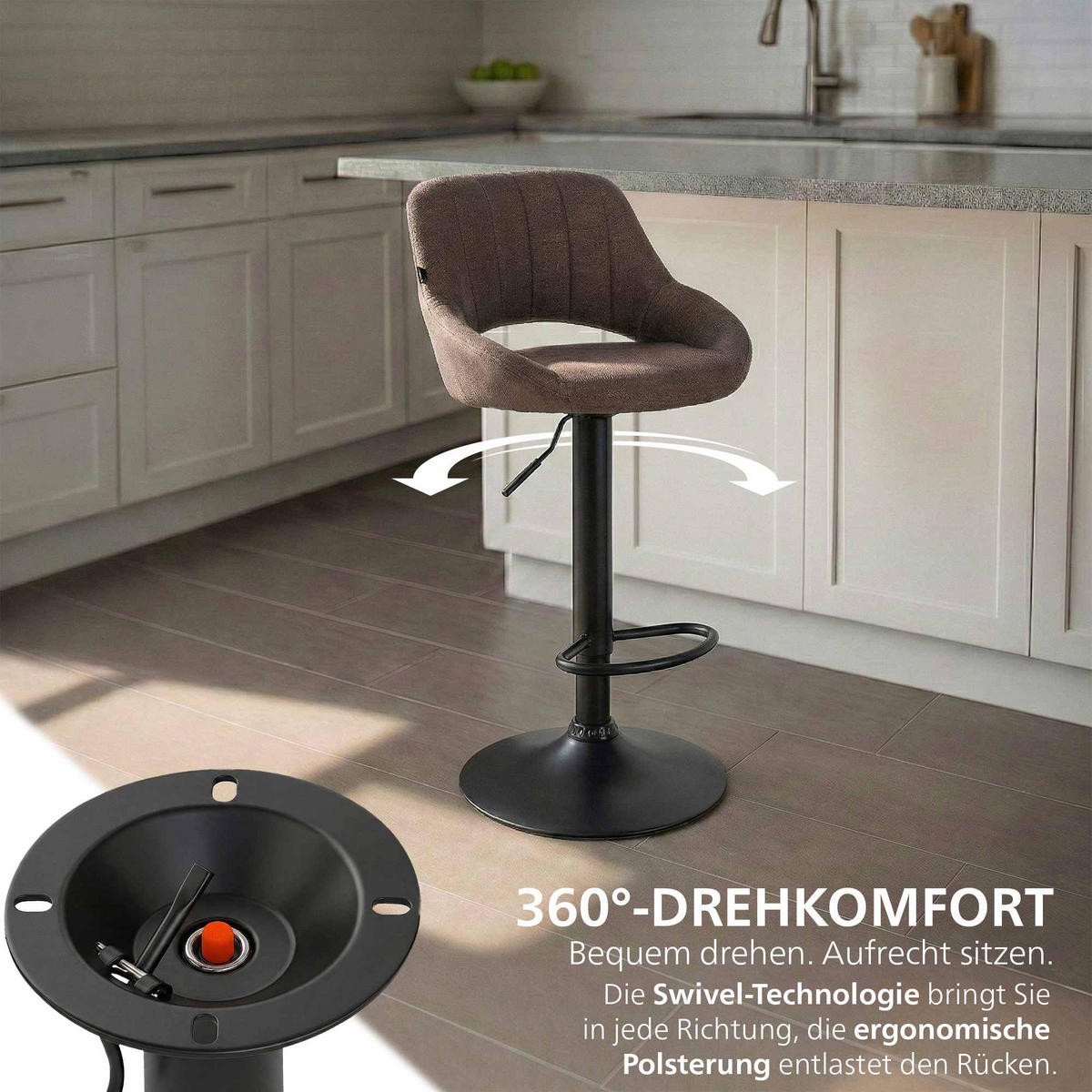 BARHOCKER Stoff Braun - Schwarz/Braun, Textil/Metall (47/85/48cm) - CLP