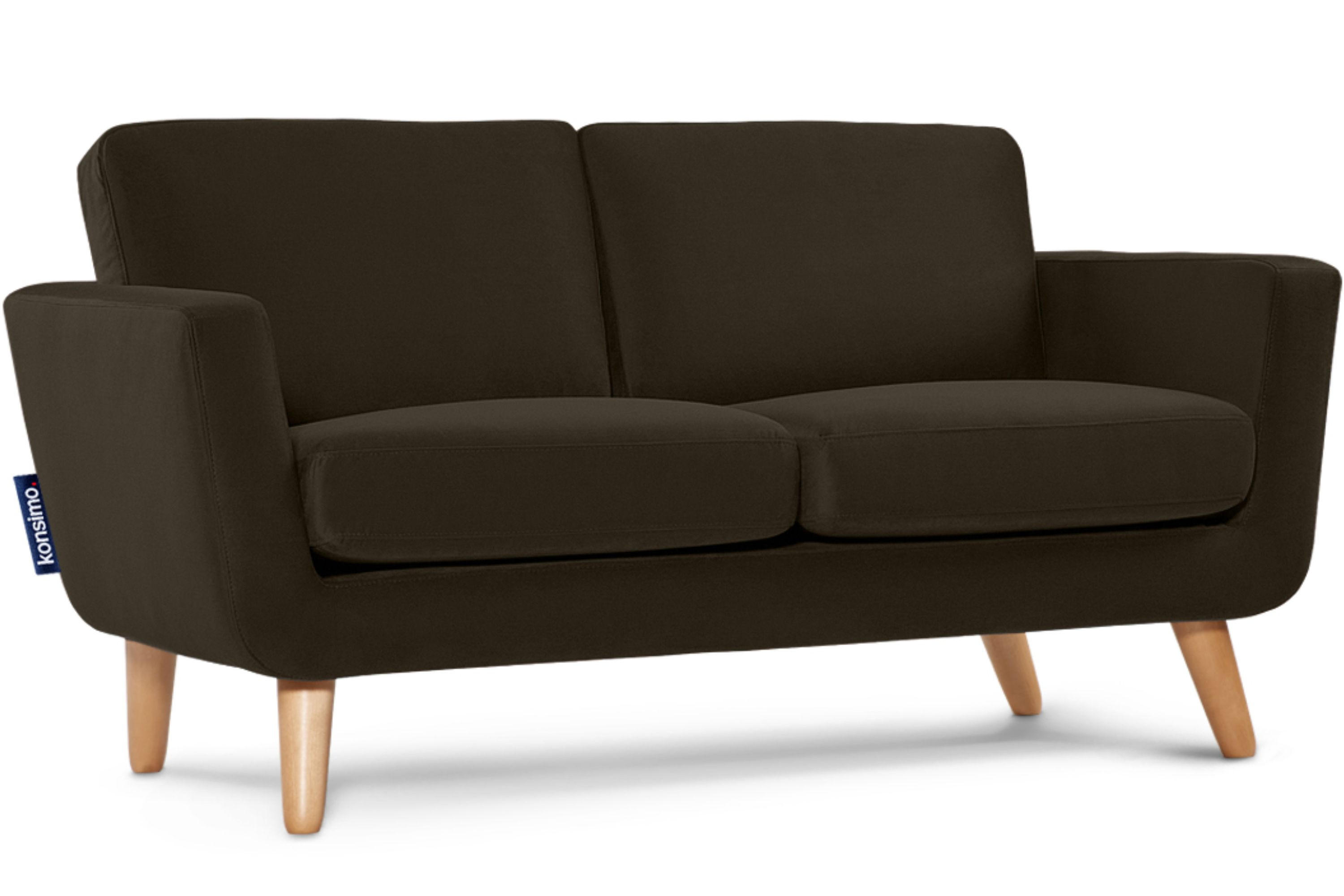 SOFA TAGIO mit Armlehnen, Braun - Dunkelbraun/Braun, Buchenholz/Textil (153/80/84cm) - KONSIMO®