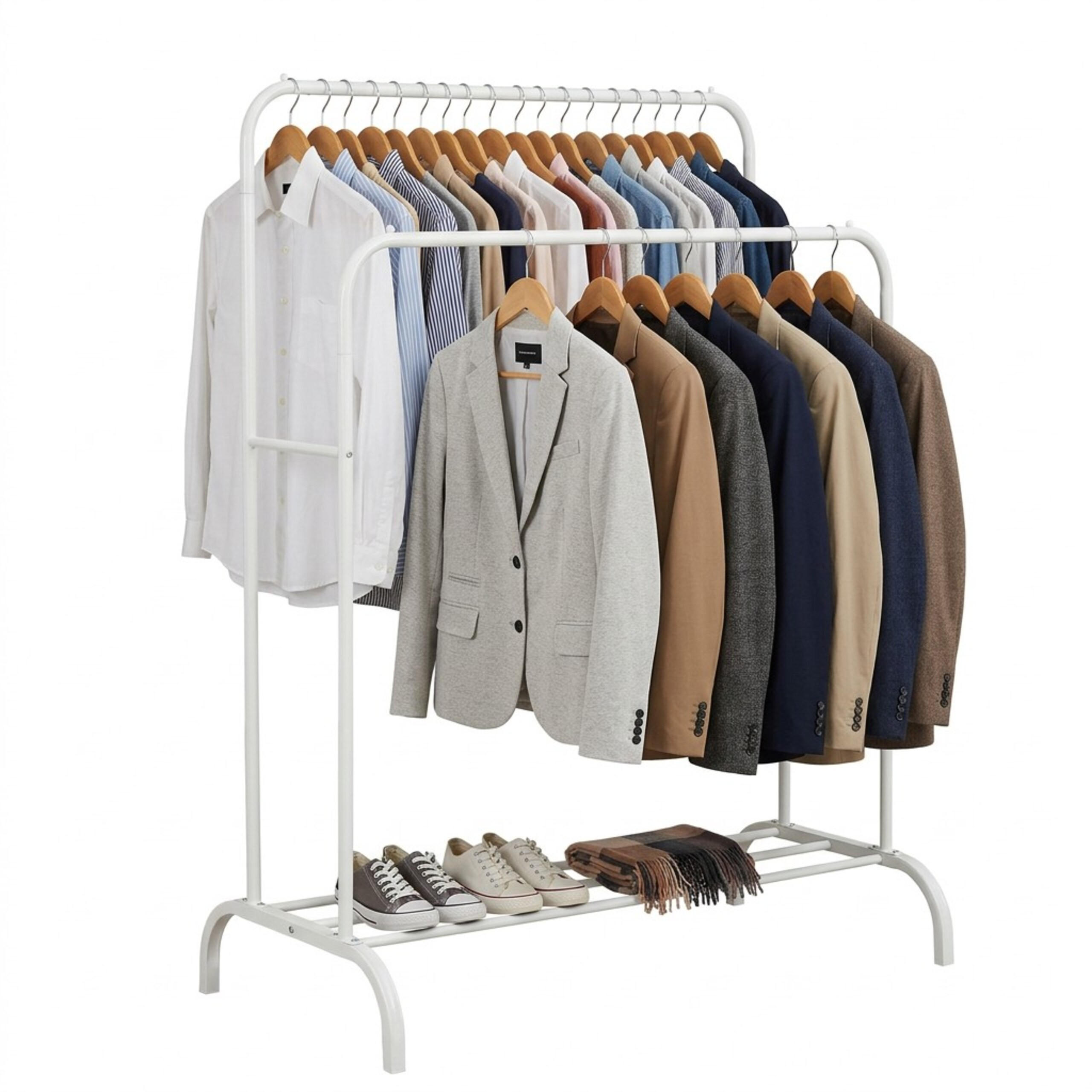 KLEIDERSTÄNDER - Weiß, Kunststoff/Metall (110/146/56cm) - Relaxdays