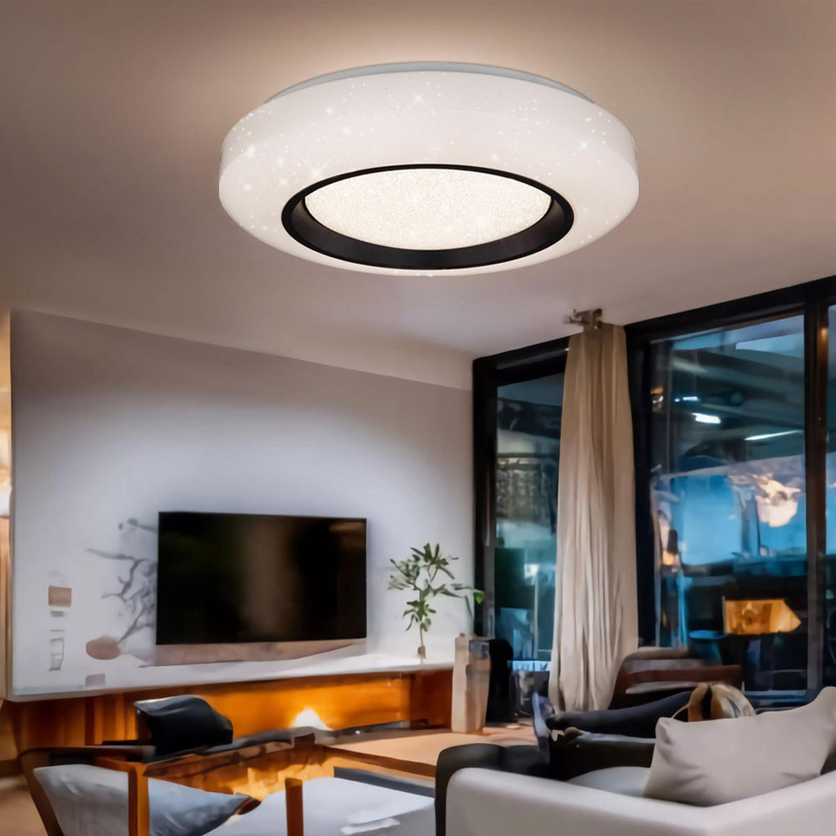 LED DECKENLEUCHTE Metall Weiß Kristalloptik - Weiß, Metall (50/50/11cm)