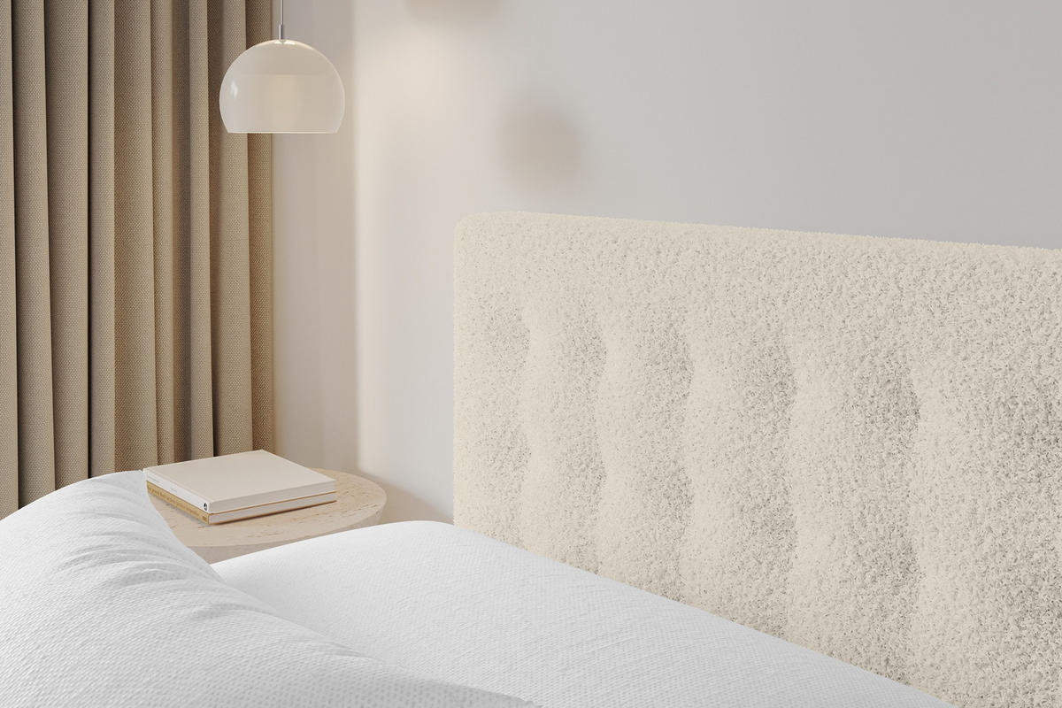 POLSTERBETT mit Bettkasten und Lattenrost, Boxbett ohne Matratze - PARI 180x200 Beige - Sandfarben, Holzwerkstoff/Textil (180/200cm) - ALTDECOR