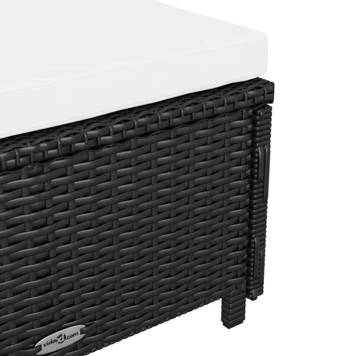 SONNENLIEGE Mit CremeWeißer Auflage Poly Rattan Schwarz - Creme/Schwarz, Kunststoff/Textil (67/67/201cm) - vidaXL