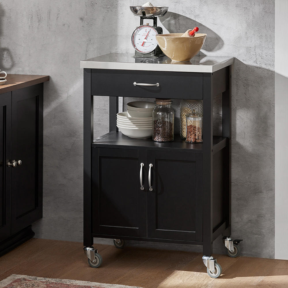 KÜCHENWAGEN Schwarz - Schwarz, Holzwerkstoff (60/90/45cm) - SoBuy
