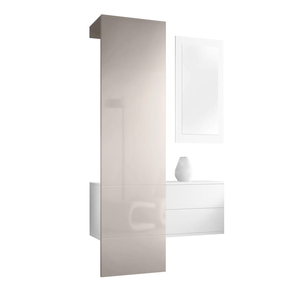 GARDEROBE Carlton Paneel in Sandgrau Hochglanz - Sandfarben, Holzwerkstoff (105/193/35cm) - Vladon