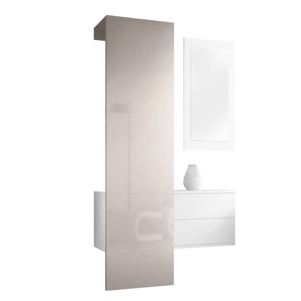 GARDEROBE Carlton Paneel in Sandgrau Hochglanz - Sandfarben, Holzwerkstoff (105/193/35cm) - Vladon