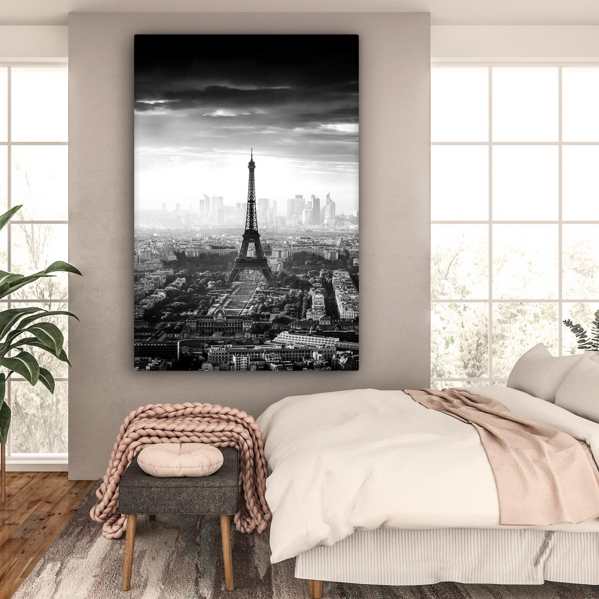 SLIKA NA PLATNU Pariz 90x140 cm - temno siva, tekstil (90/140cm) - MuchoWow