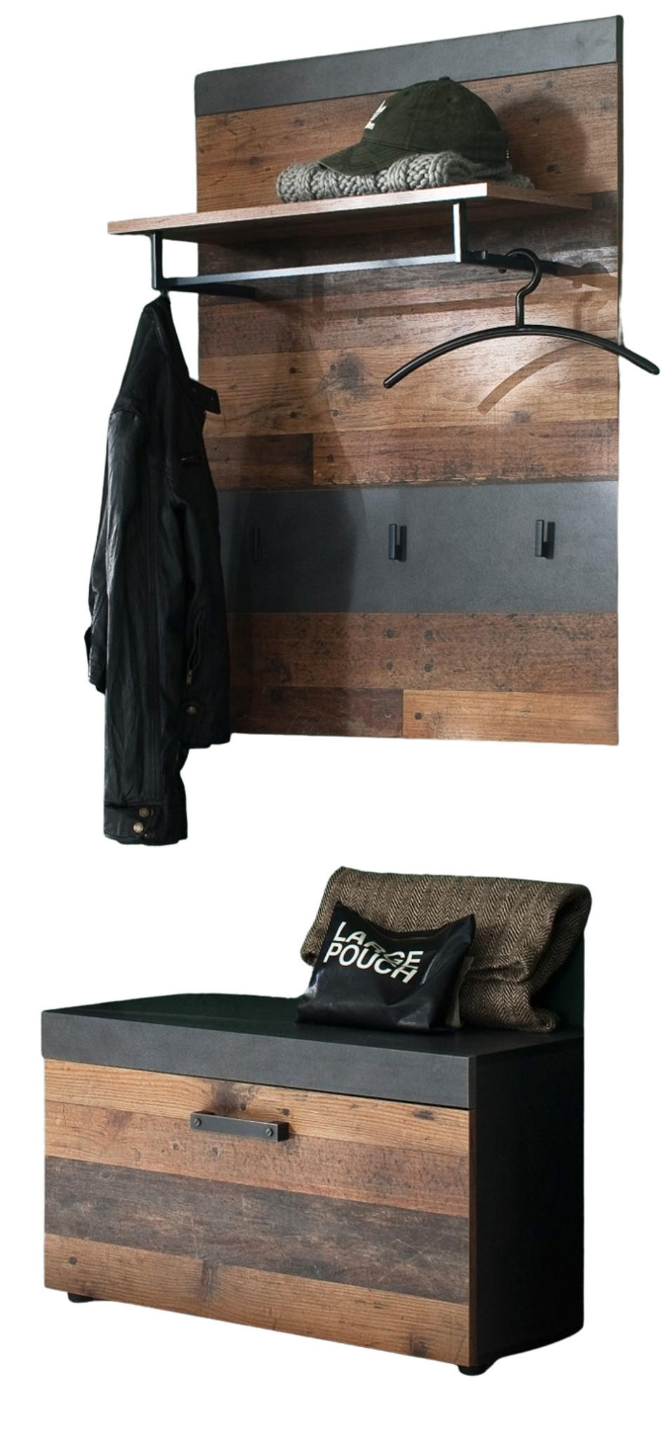 Top.Furn Garderobe Braun, Grau 80x192x37 cm