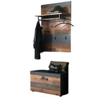 GARDEROBE Old Used Wood mit grau 2-teilig 80 x 192 cm, Set in modernem Design - Silberfarben/Schwarz, Holzwerkstoff/Kunststoff (80/192/37cm) - Top.Furn