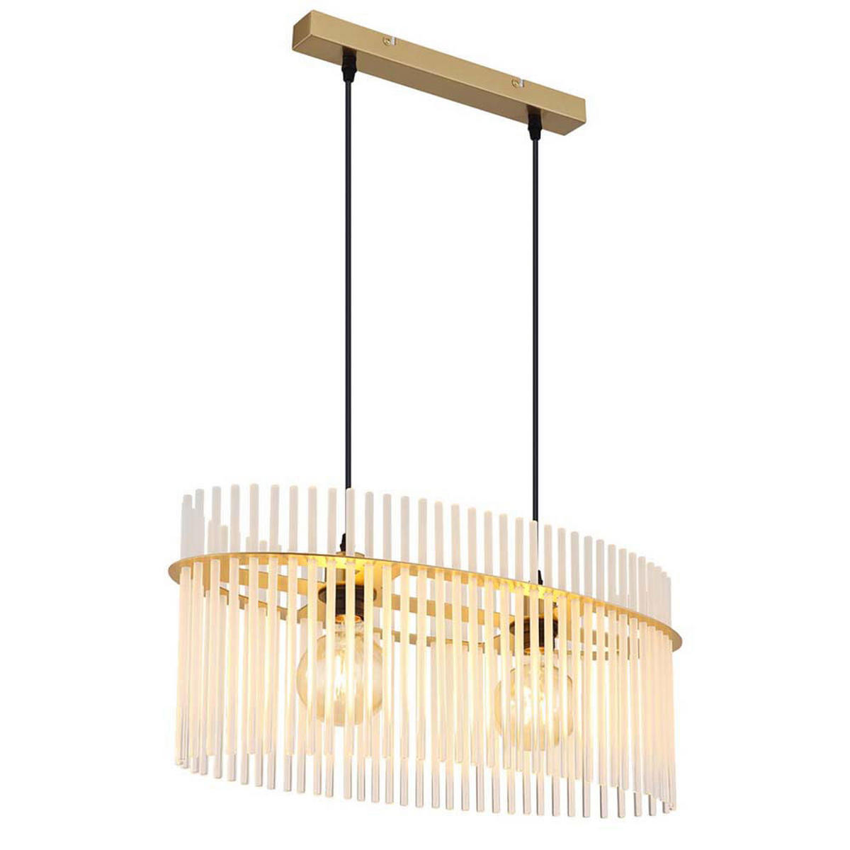HÄNGELEUCHTE GORLEY Glasstäbe Opal Gold - Goldfarben, Glas (60/23/140cm) - Globo Lighting