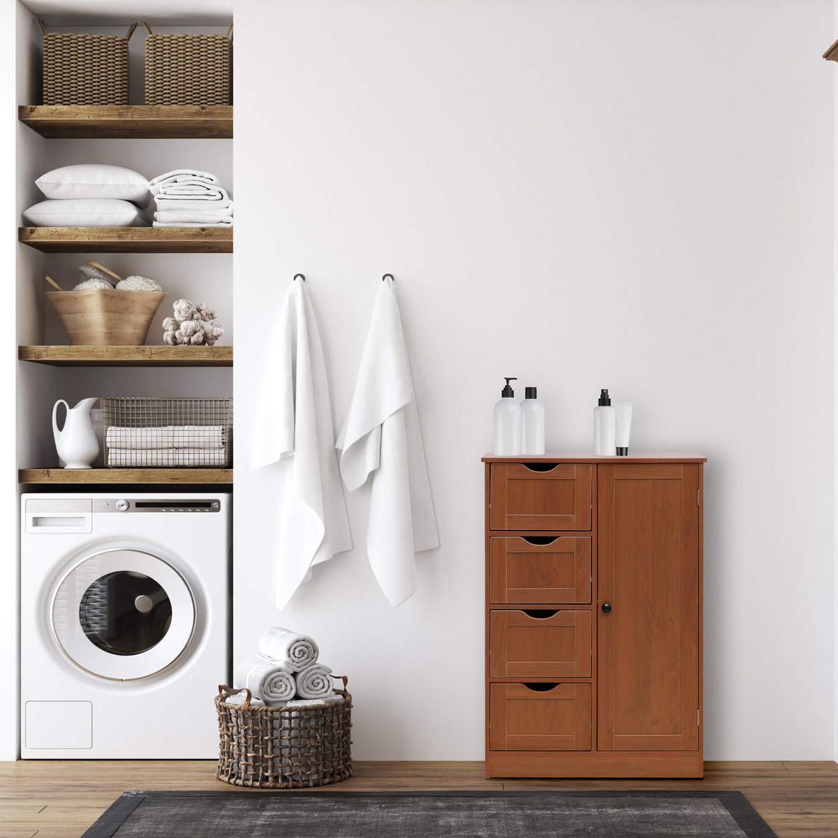 BADEZIMMERSCHRANK Braun 1/56/82 cm - Braun, Holzwerkstoff (1/82/56cm) - Mobili Rebecca
