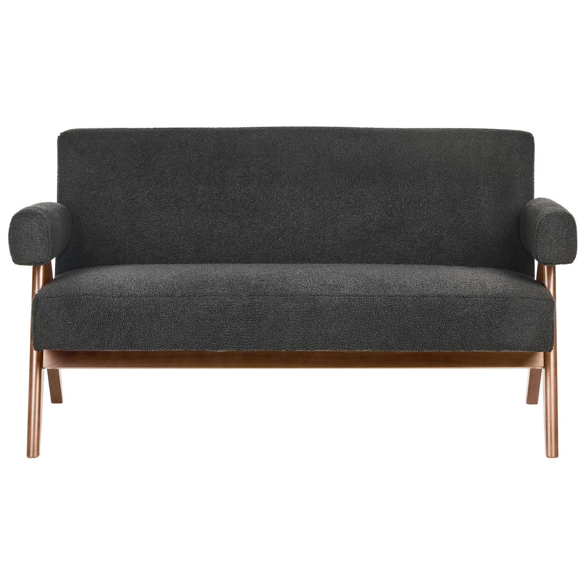 2-SITZER-SOFA Bouclé Schwarz/Dunkelbraun Tamre - Schwarz, Textil (148/79/78cm) - Beliani