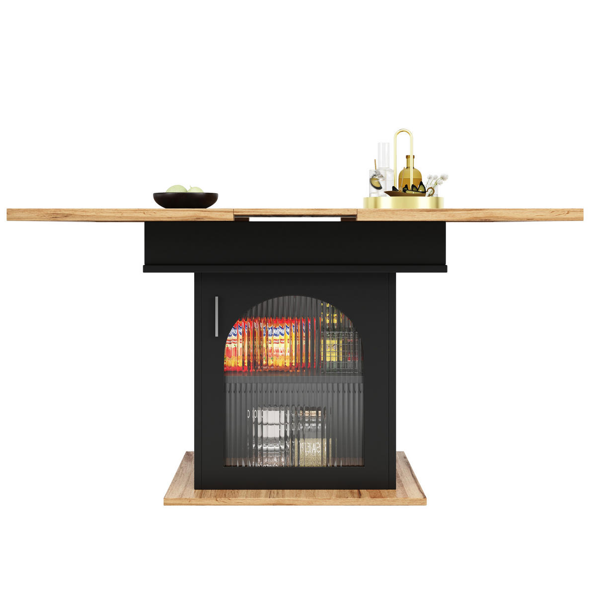 AUSZIEHTISCH 110-140/80/76 cm in Schwarz mit Stauraum für 6-8 Personen - Schwarz, Holzwerkstoff (80/140/76cm) - BEAOK