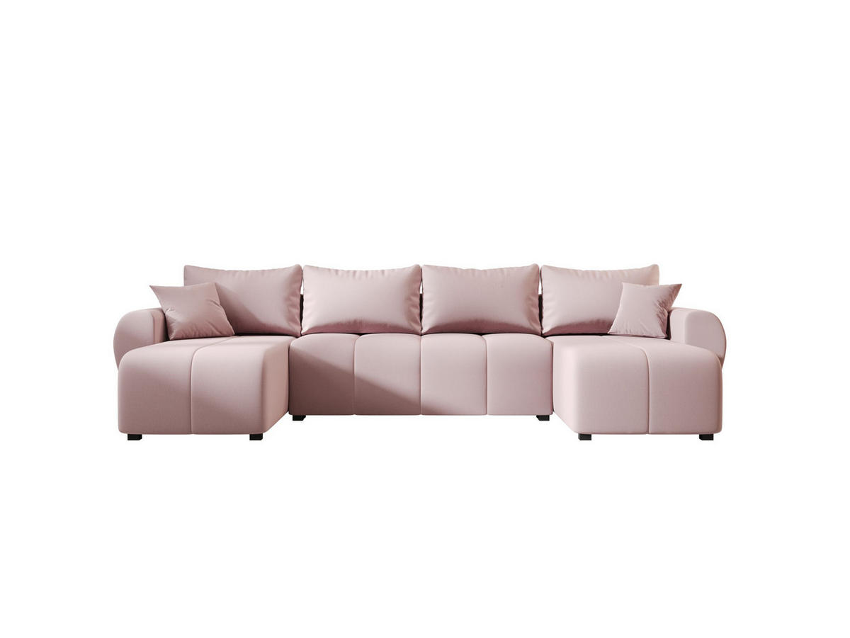 WOHNLANDSCHAFT MOLISA U Cosmic 14 mit Schlaffunktion - Rosa, Textil (303/82/208cm) - Bedante