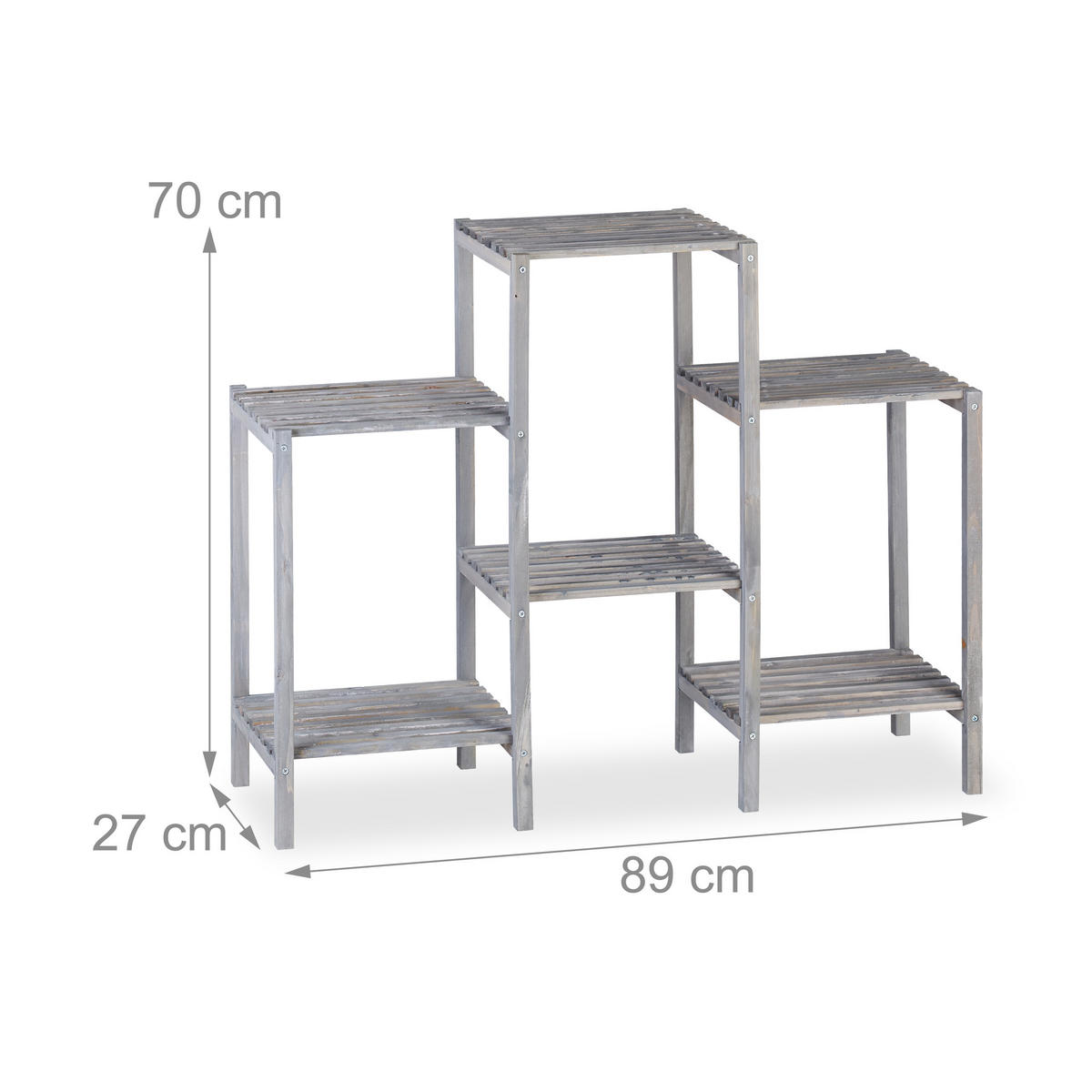 BLUMENREGAL - Grau, Holz (89/70/27cm) - Relaxdays