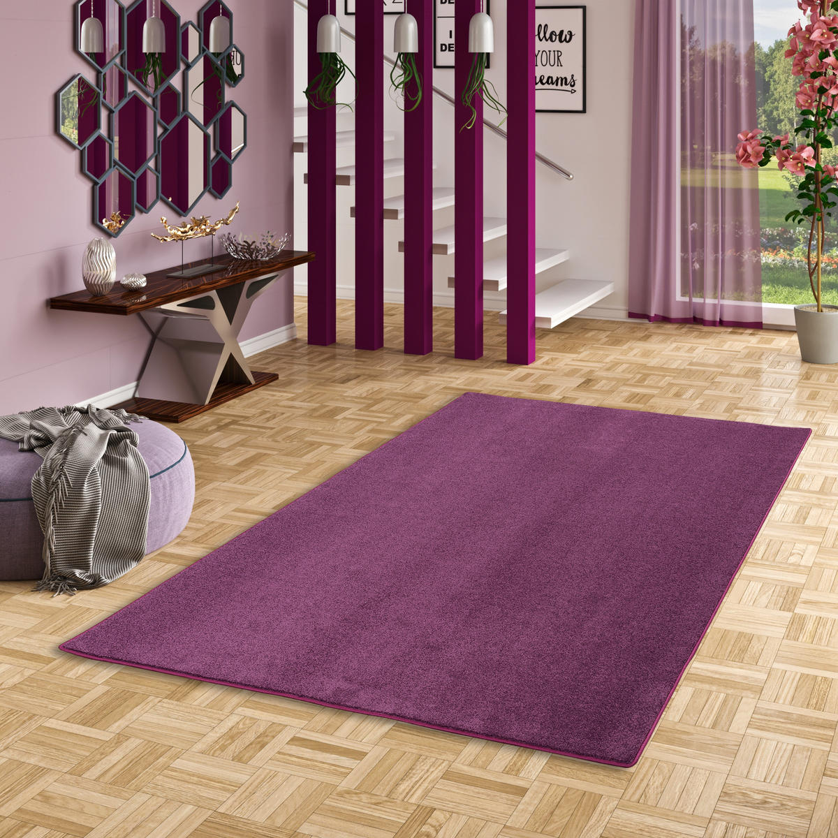 HOCHFLOR VELOURS TEPPICH LUNA - Lila, Textil (200/300cm) - Snapstyle