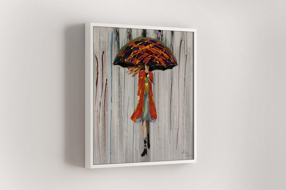 OLEJOMAĽBA 60/60 cm, Zvieratá - sivá/červená, drevo/textil (60/60cm) - KUNSTLOFT