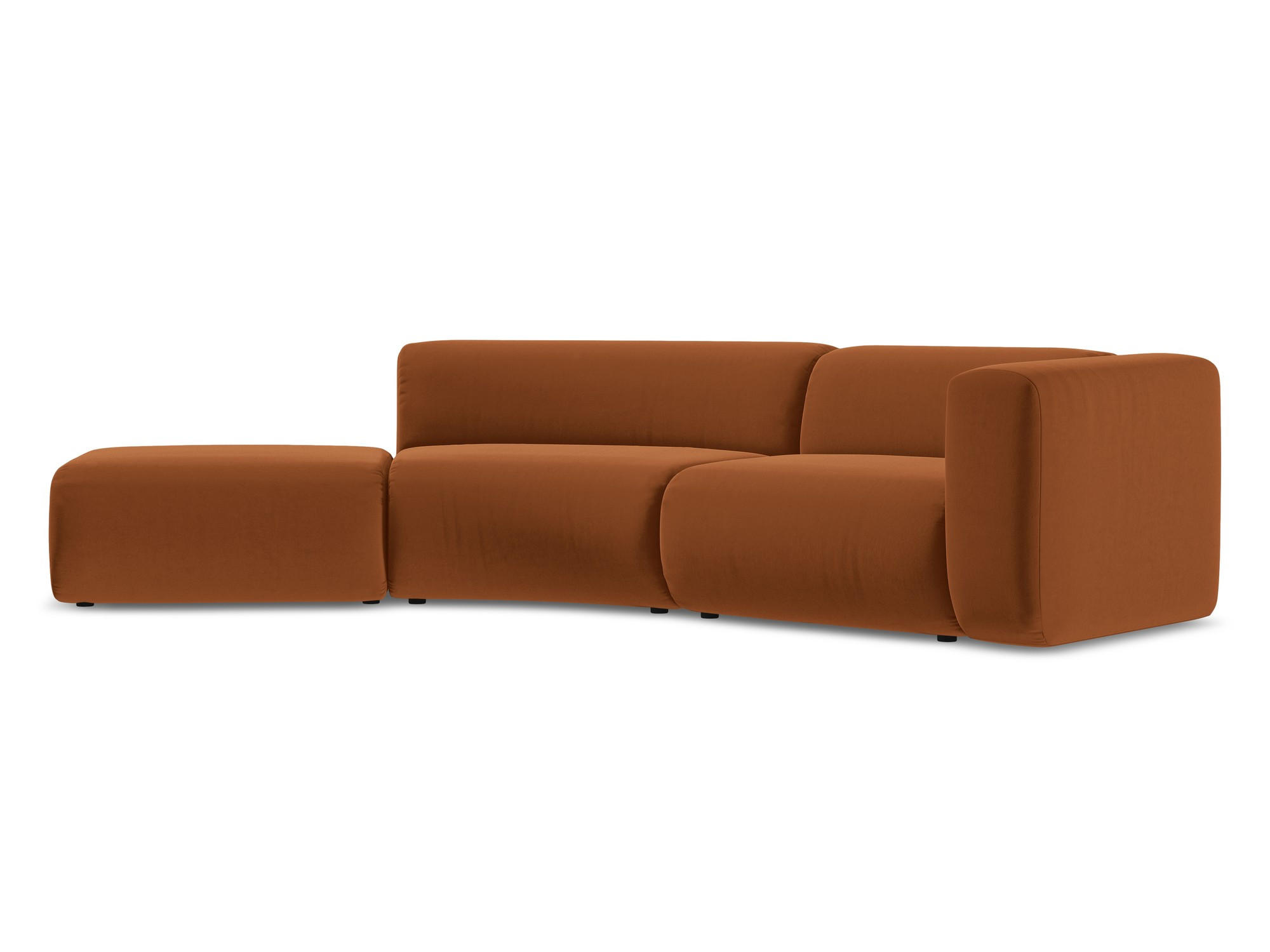 4-SITZER-SOFA Samt Stoff Orange - Terra cotta/Schwarz, Kunststoff/Textil (335/70/166cm) - Makamii