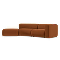 4-SITZER-SOFA Samt Stoff Orange - Terra cotta/Schwarz, Kunststoff/Textil (335/70/166cm) - Makamii