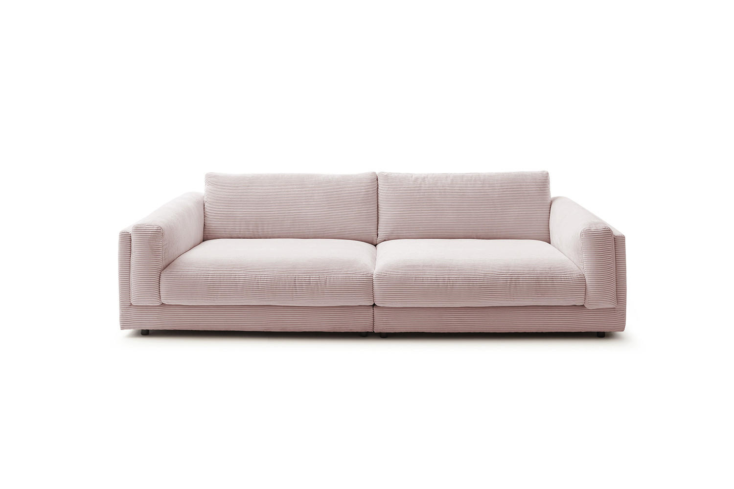BIG SOFA RAINA Pink Cord - Pink/Schwarz, Kunststoff/Textil (294/85/150cm) - KAWOLA