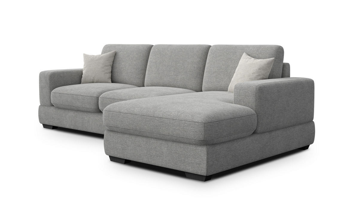 ECKSOFA OTTO 4-Sitzer, grau - Schwarz/Grau, Holz/Textil (279/159cm) - Courtois Laville