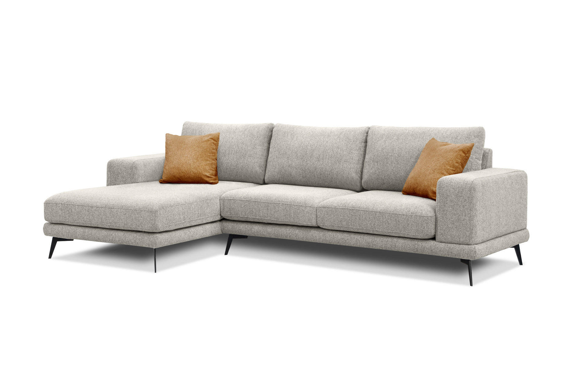 ECKSOFA MEDIOLANE 5-Sitzer, hellgrau - Hellgrau, Holzwerkstoff/Textil (158/282cm) - Courtois Laville
