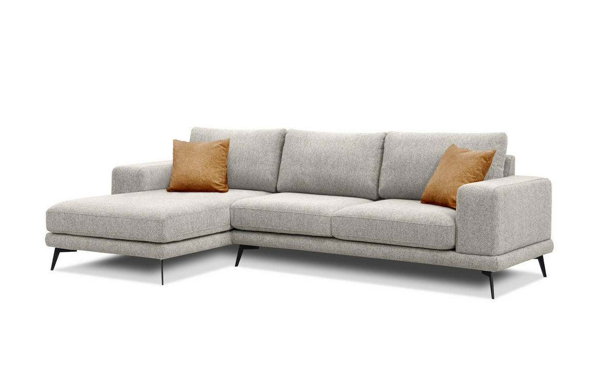 ECKSOFA MEDIOLANE 5-Sitzer, hellgrau - Hellgrau, Holzwerkstoff/Textil (158/282cm) - Courtois Laville