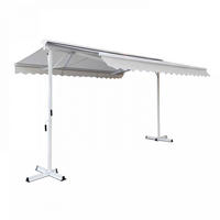 DOPPELSCHRÄGMARKISE 3x4m mit 4 Gewichtsplatten, Weiß - Weiß, Metall (300/250/400cm) - Oviala