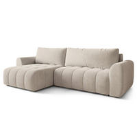 ECKSOFA MODARO CL Creme Samtstoff mit Schlaffunktion - Creme, Holzwerkstoff/Textil (285/148cm) - MASSENO