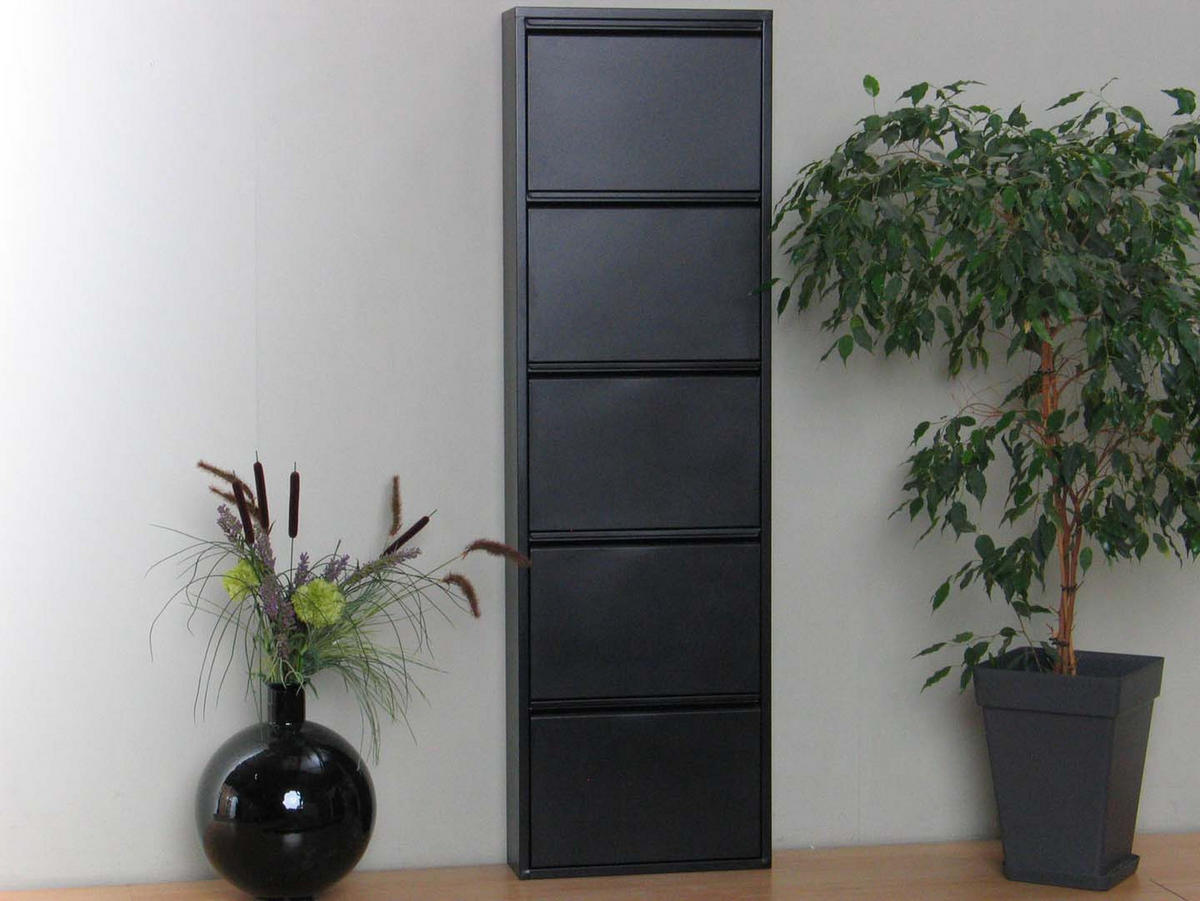 SCHUHKIPPER schwarz - Schwarz, Holzwerkstoff (50/173/16cm) - ebuy24
