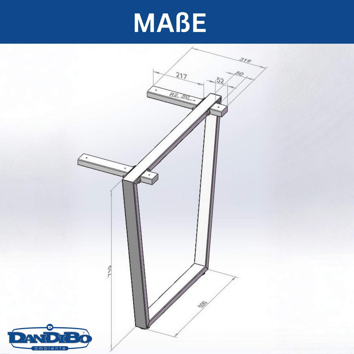 TISCHBEINE 2x Metall Schwarz 72 x 72 cm Tischgestell Höhenverstellbar - Schwarz, Metall (50/72/5cm) - DanDiBo