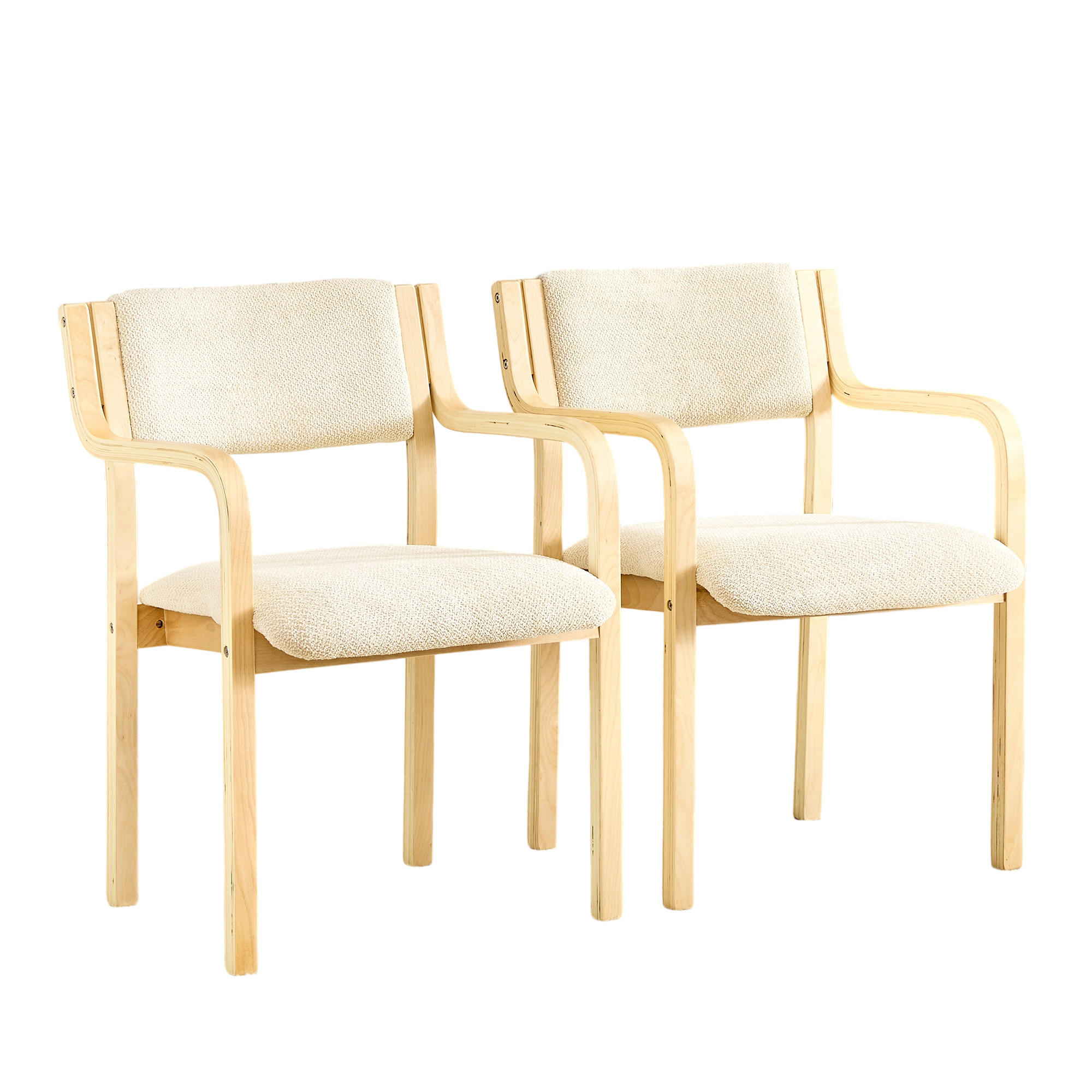 ARMLEHNSTUHL-SET DE-36704 2 Stück mit Bugholz und Teddystoff Natur - Naturfarben, Holz (45.5/77/53cm) - ComfortXL