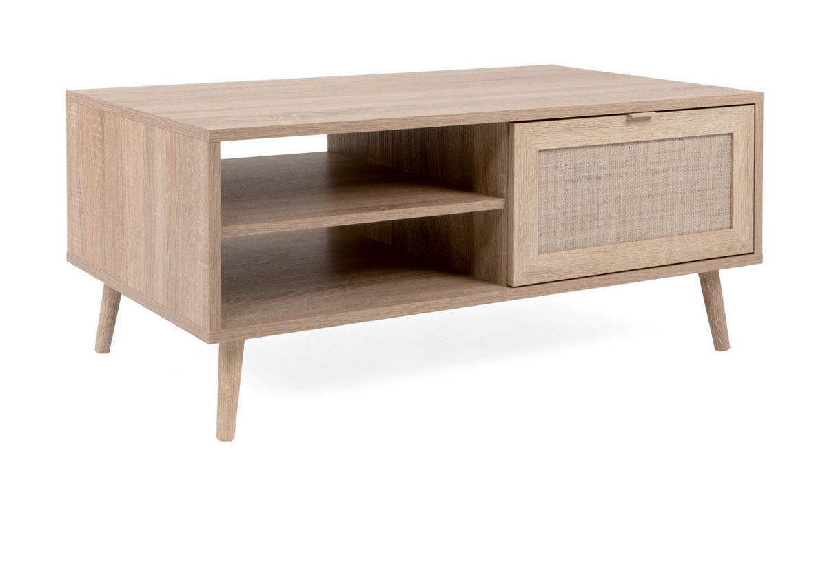 COUCHTISCH Eiche Sonoma, Bast-Dekor 100 cm, Wohnzimmertisch mit Ablage - Eichefarben/Sonoma Eiche, Holz/Holzwerkstoff (100/60/40cm) - Furn.Design