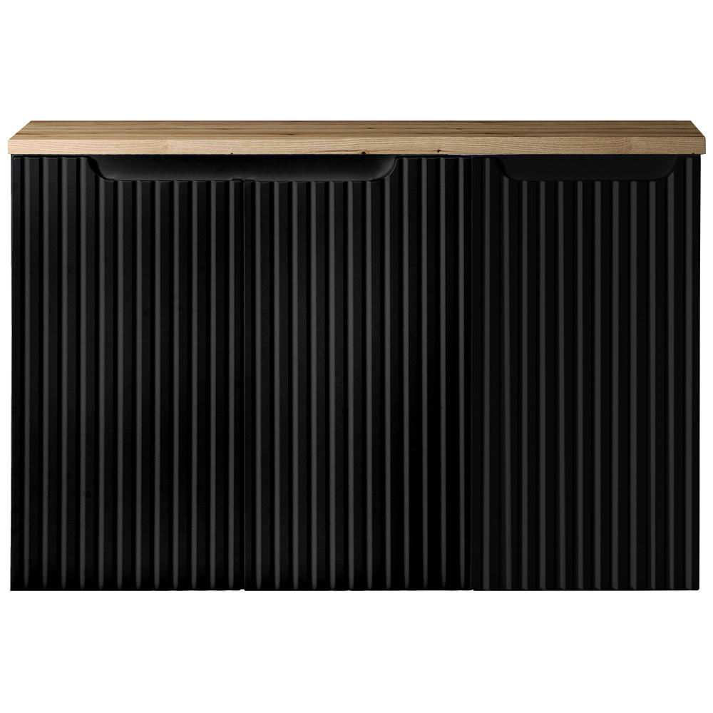 WASCHBECKENSCHRANK Newport-56 - Schwarz, Holzwerkstoff (90/60/40cm) - Lomado