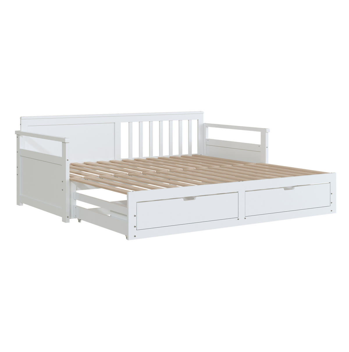 TAGESBETT 90/180/190 cm Weiß mit Schubladen und Ausziehbett - Weiß, Holz (180/190cm) - OKWISH