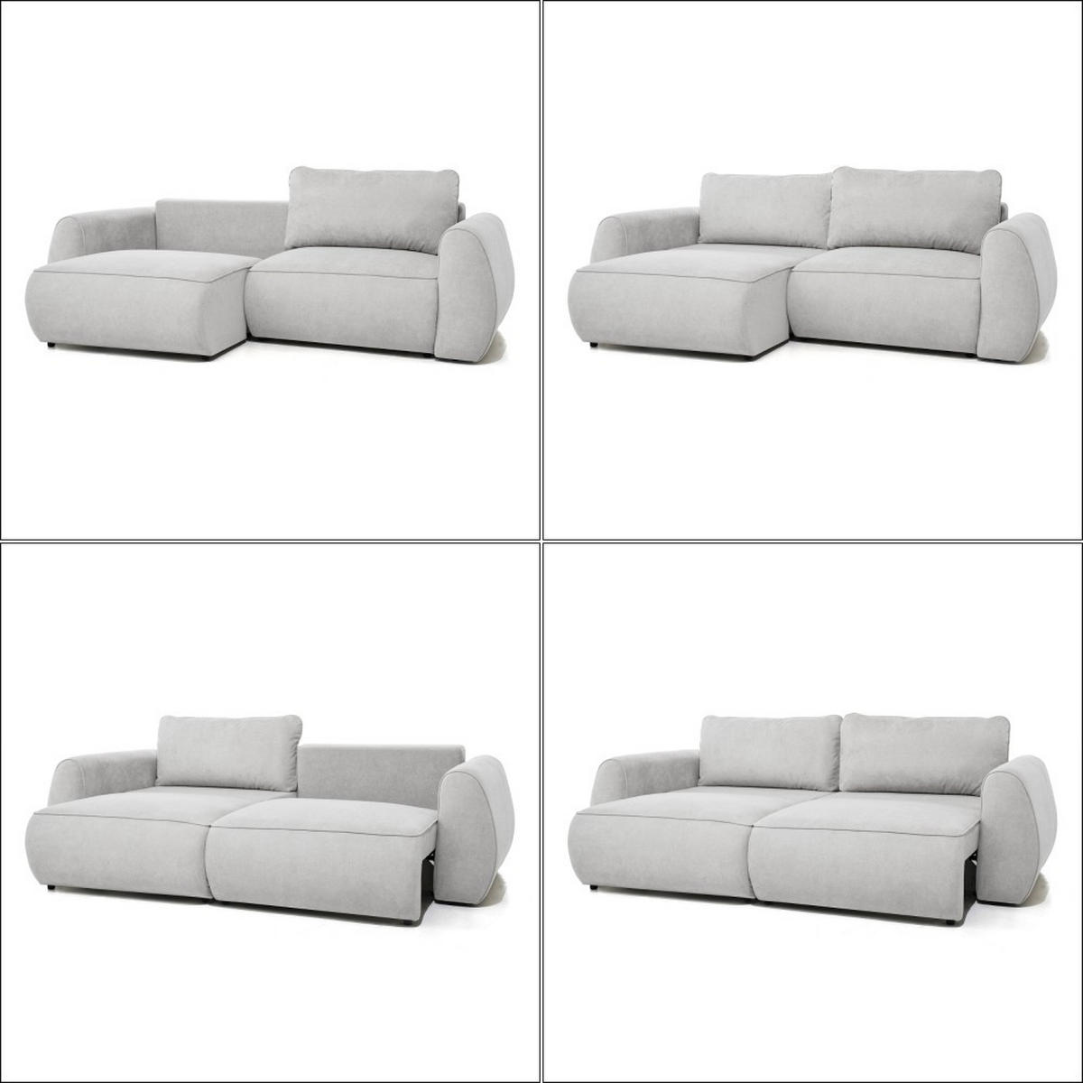 3-SITZER Schlafsofa Bravo mit Eckfunktion, mit zwei Bettkasten, Hellgrau - Hellgrau/Schwarz, Textil (257/96/110cm) - Beautysofa