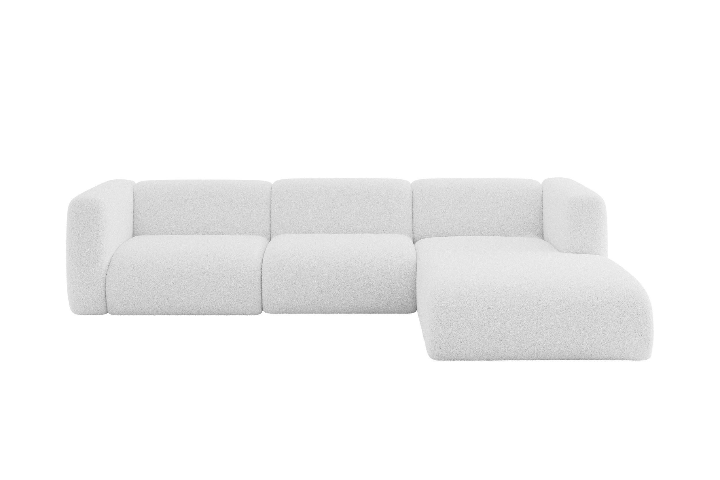 ECKSOFA Ottomane Rechts MIRA-L2 318x179x89 Weiß Bouclé - Schwarz/Weiß, Holzwerkstoff/Kunststoff (318/179cm) - ALTDECOR