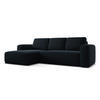 ECKSOFA mit Schlaffunktion Samt Stoff Blau - Blau/Schwarz, Kunststoff/Textil (258/160cm) - Makamii