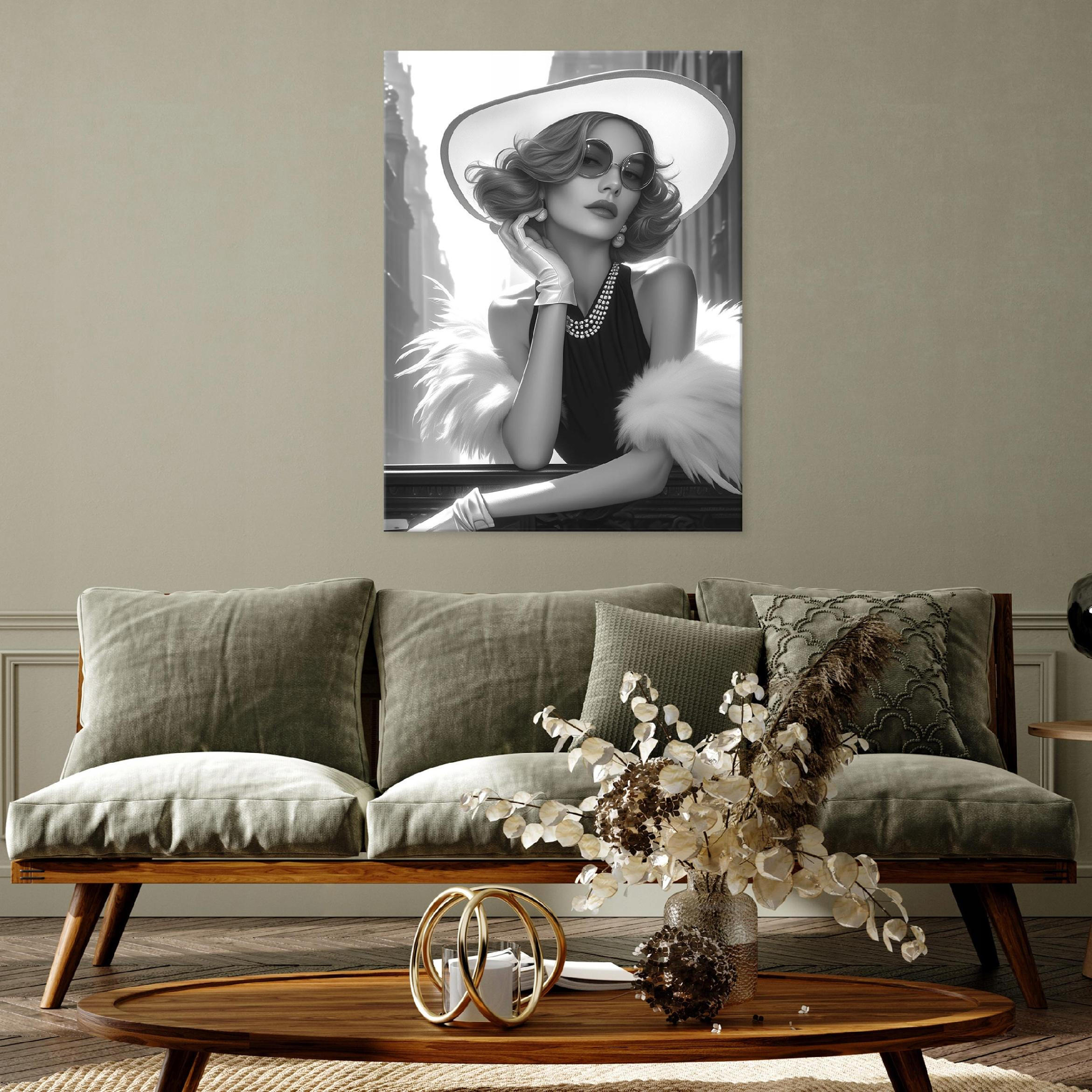 BILDER auf Leinwand Frau Hut 60x40 - Multicolor, Holzwerkstoff (40/60cm) - Wallarena
