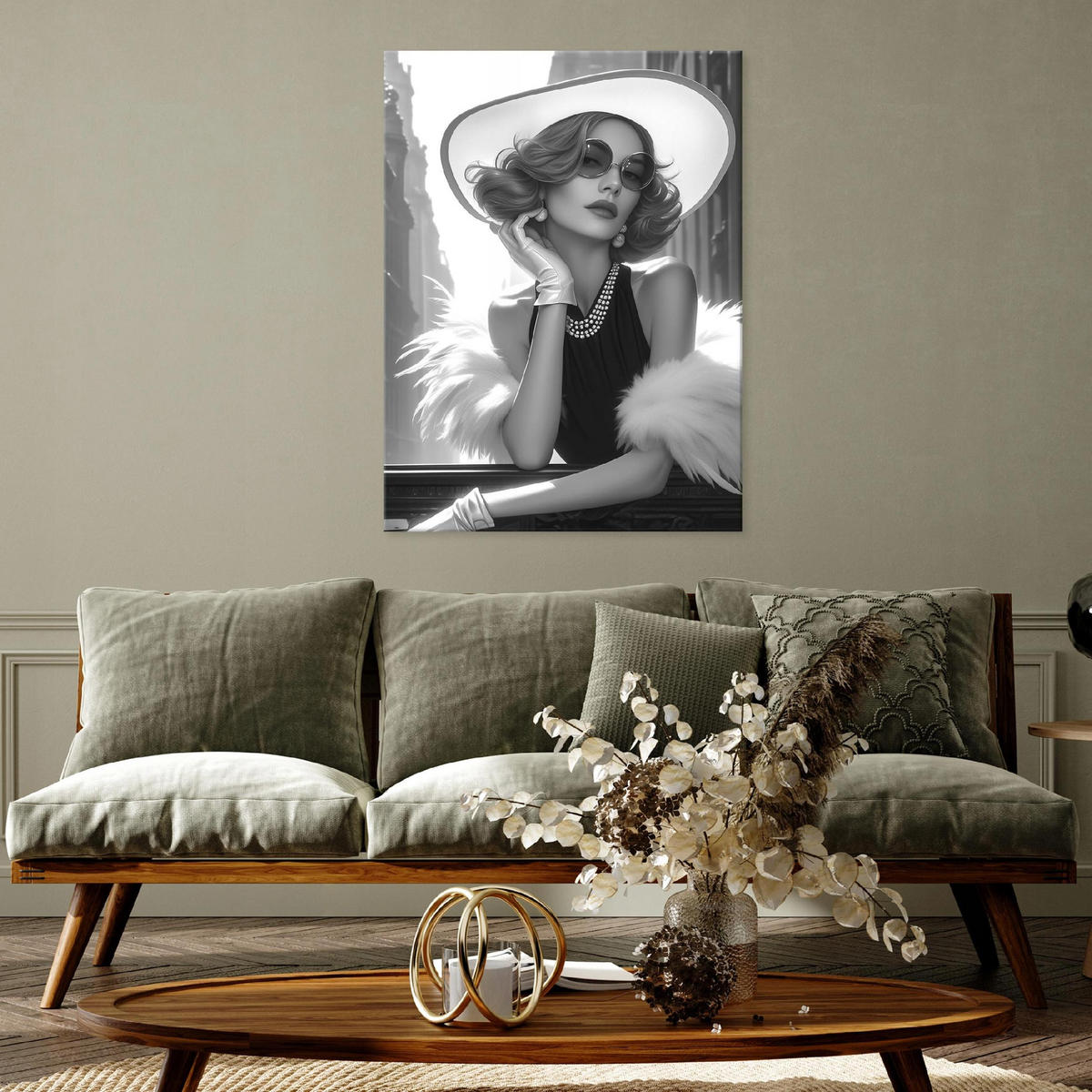 BILDER auf Leinwand Frau Hut 60x40 - Multicolor, Holzwerkstoff (40/60cm) - Wallarena
