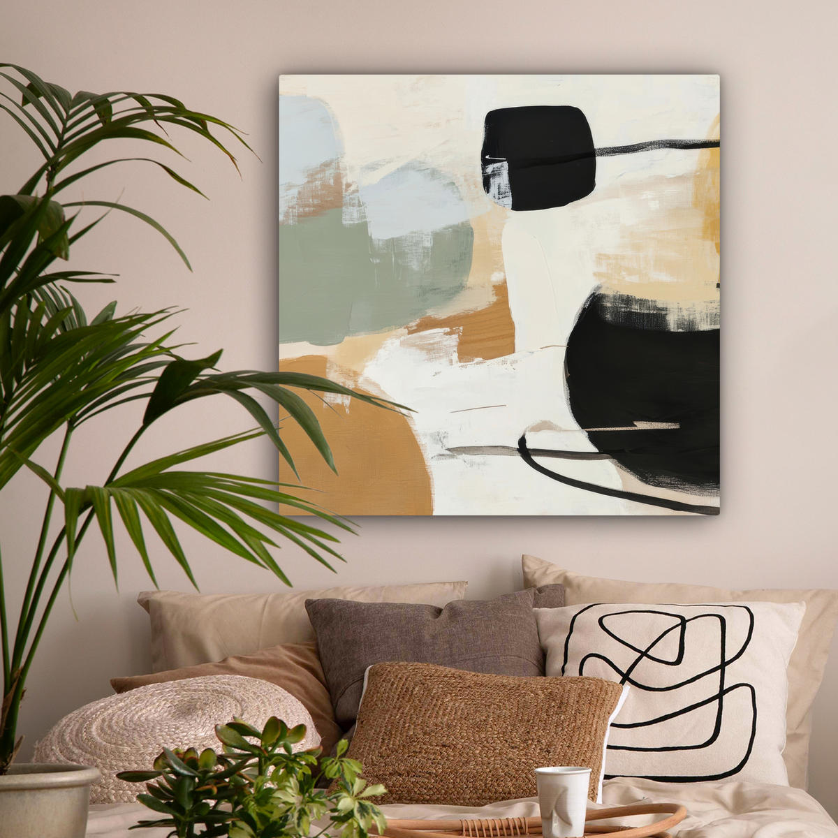 LEINWANDBILD Farbe - Abstrakt - Farben Deko Groß 90x90 cm - Currygelb, Textil (90/90cm) - MuchoWow