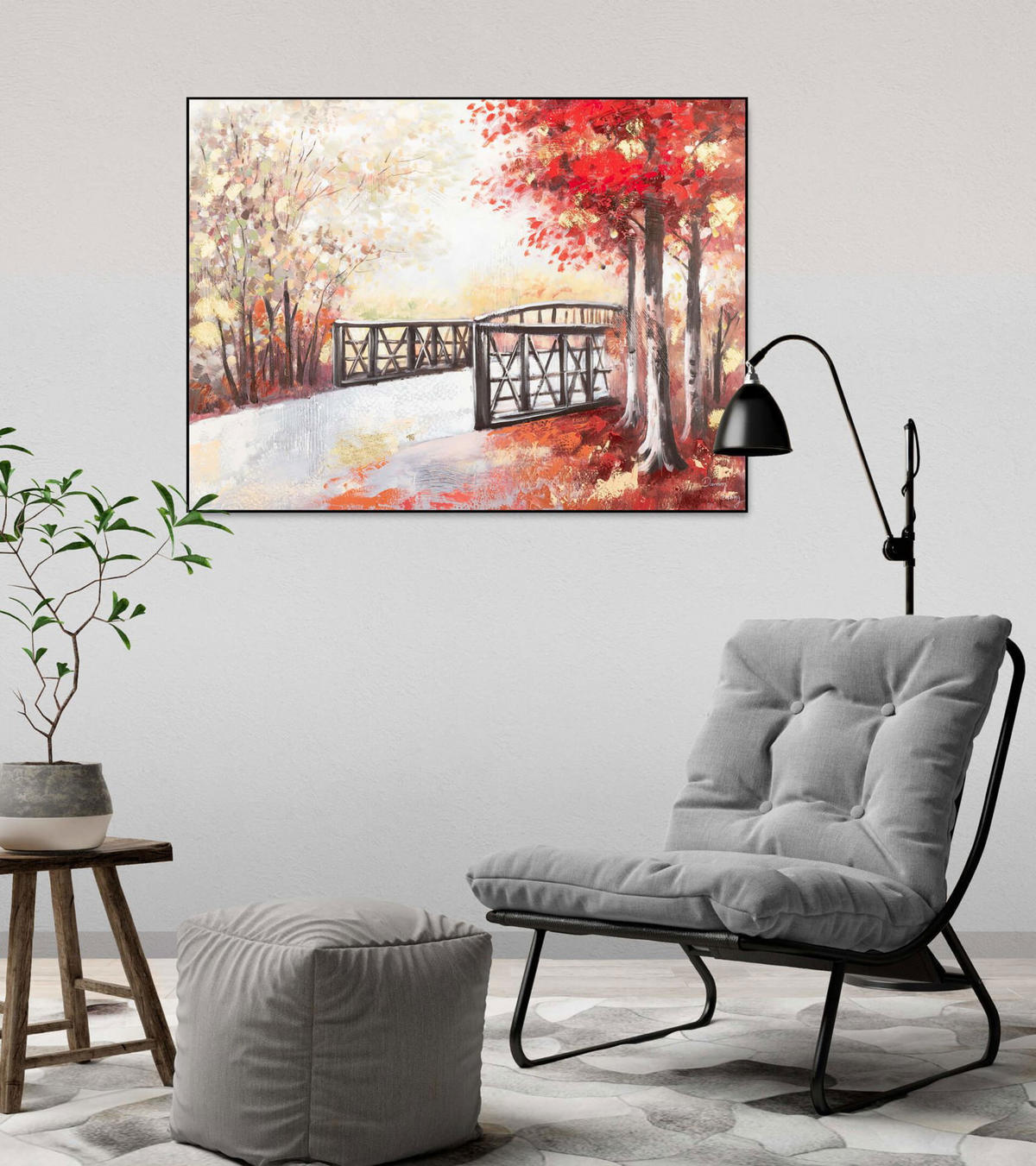 ACRYLBILD HANDGEMALT 100/75 cm - Beige/Rot, Holz/Textil (1.78/75cm) - KUNSTLOFT
