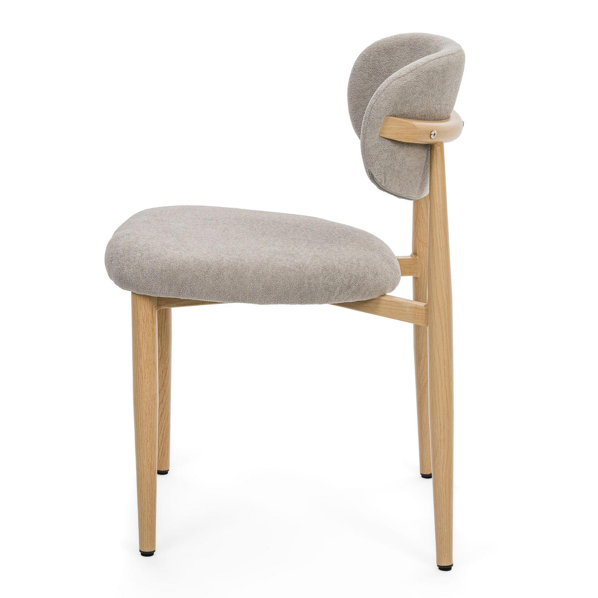 STUHL ALMO gepolstert Beine in Holzoptik - hellgrau - Boucle - Eichefarben/Hellgrau, Textil/Metall (47/77/54cm) - NEW HOME
